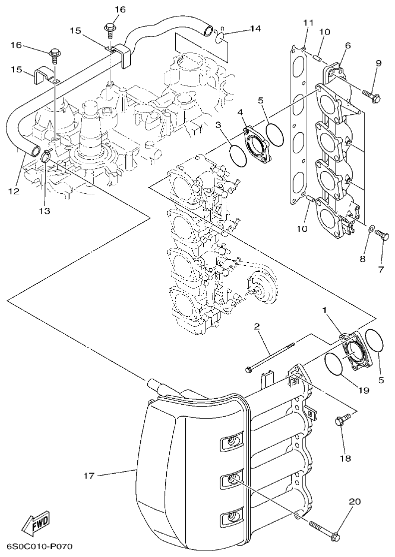 Yamaha F100BET INTAKE parts diagram